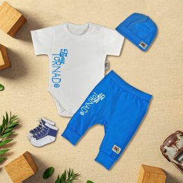 Tiny Tornado Fehér/Kék Exkluzív Babaruha szett