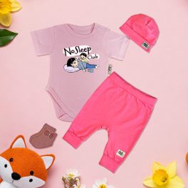 No sleep club babarózsaszín/Pink Exkluzív Babaruha szett