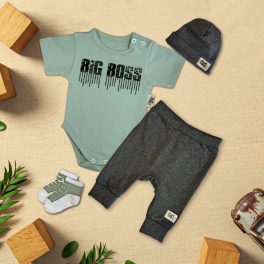 Big Boss Menta/Sötét melír Exkluzív Babaruha szett